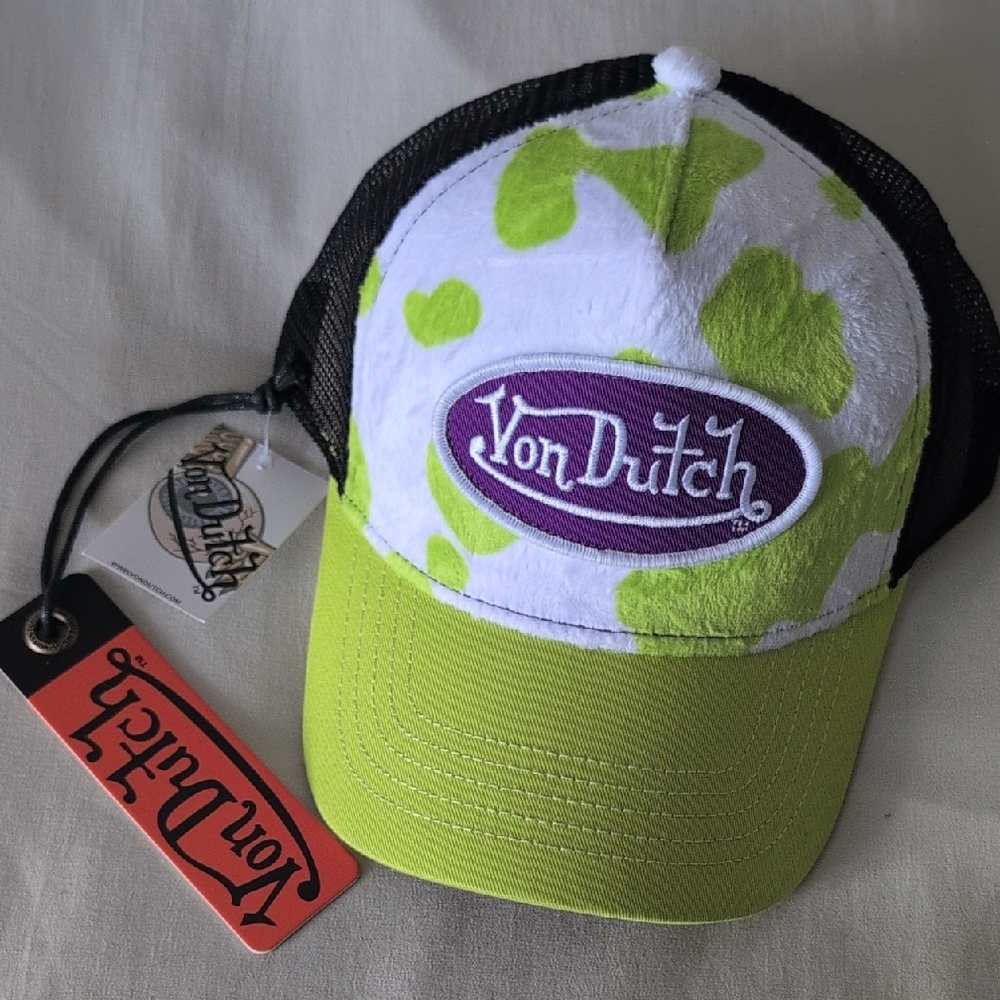 Von Dutch Lime Green and Black Hat